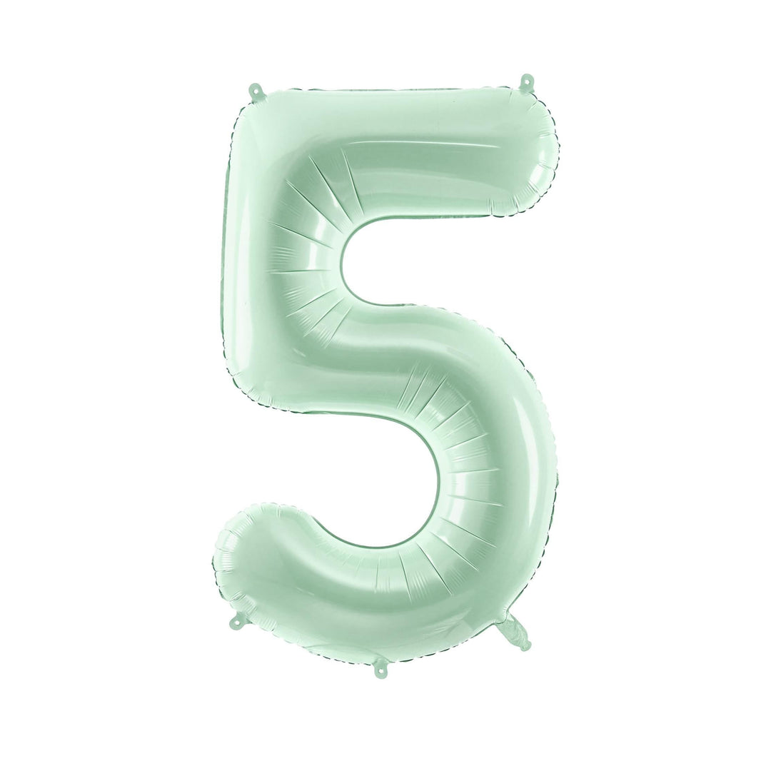 Pastel Green Number 5 Balloon - Large Light Mint Green Foil 5 balloon - Birthday Balloon - Party Decorations - 72cm Balloon - 30" Balloon - Jolie Fete UK