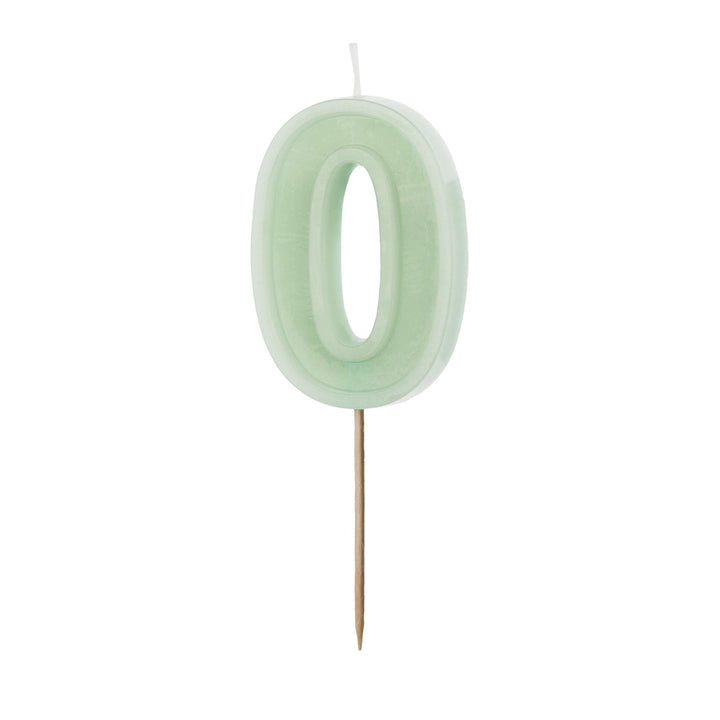 Pastel Green 0 Birthday Cake Candle - Mint Green Cake Decoration - Light Green Birthday Party Decor - Decades Candle - 10th Birthday Candle - Jolie Fete UK