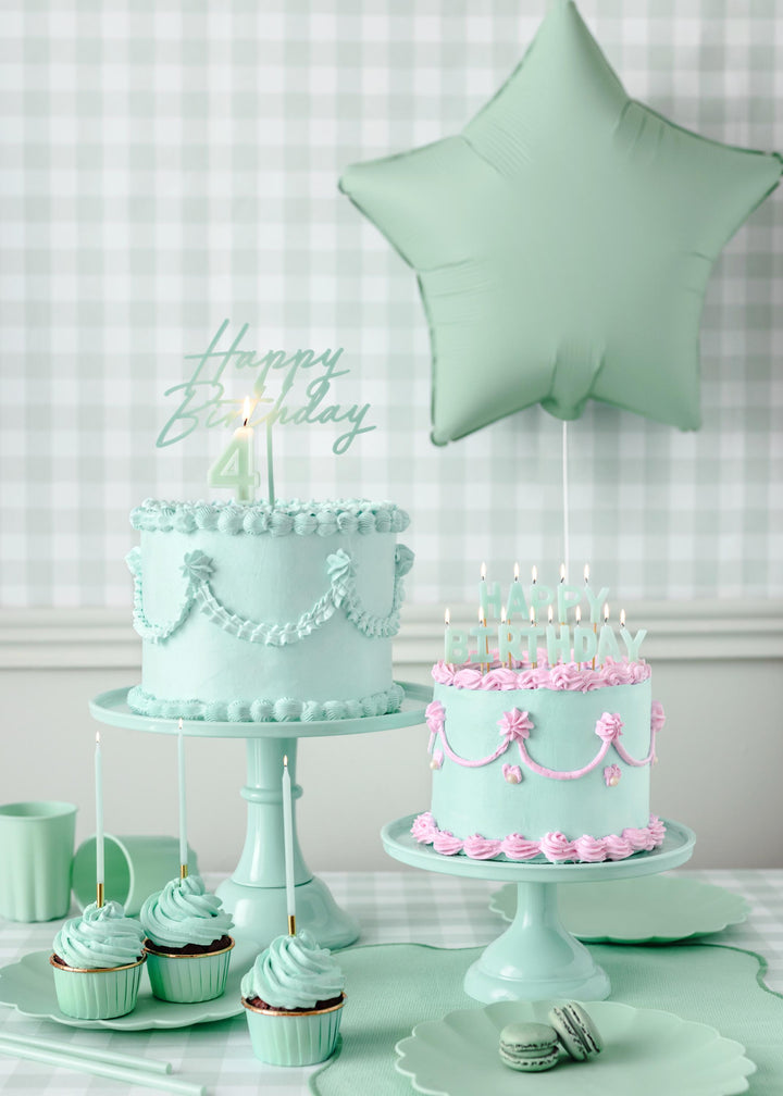 Pastel Green Reusable Straws - Mint Green Party Straws - Light Green Birthday Party Tableware -Reusable Plastic Straws With Brush-Pack Of 12 - Jolie Fete UK