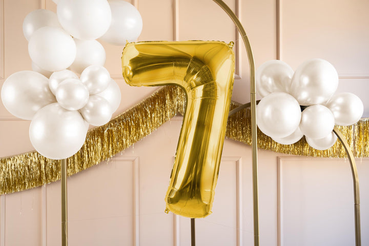 Gold Number 7 Balloon - Large Gold Foil 7 balloon - Birthday Balloon - Party Decorations - 72cm Balloon - 30" Balloon - Jolie Fete UK