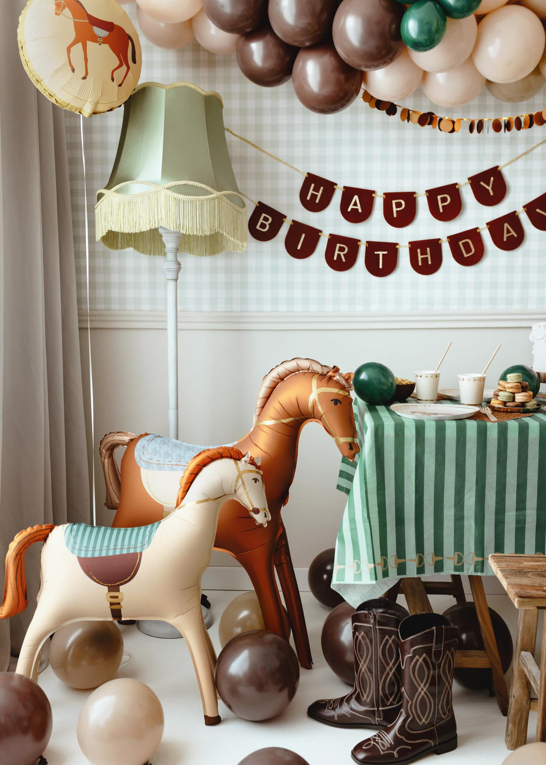 Large Standing Horse Balloon - Cream Horse Foil Balloon - Horse Party - Birthday Party Decorations - Western Party Theme - Farm Party - Jolie Fete UK
