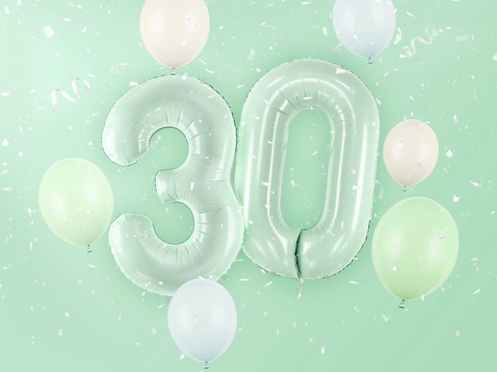 Pastel Green Number 3 Balloon - Large Light Mint Green Foil 3 balloon - Birthday Balloon - Party Decorations - 72cm Balloon - 30" Balloon - Jolie Fete UK