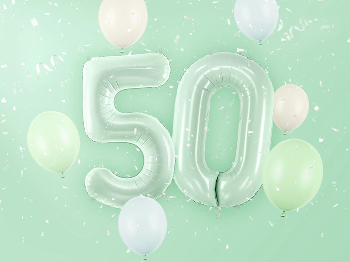 Pastel Green Number 5 Balloon - Large Light Mint Green Foil 5 balloon - Birthday Balloon - Party Decorations - 72cm Balloon - 30" Balloon - Jolie Fete UK