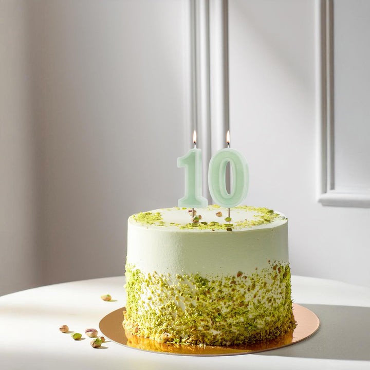 Pastel Green 0 Birthday Cake Candle - Mint Green Cake Decoration - Light Green Birthday Party Decor - Decades Candle - 10th Birthday Candle - Jolie Fete UK