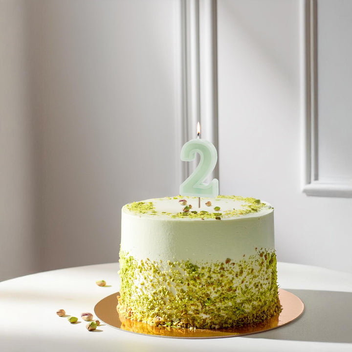 Pastel Green 2 Birthday Cake Candle - Mint Green Cake Decoration - Light Green Birthday Party Decor - 2nd / 21st Birthday Candle - Jolie Fete UK