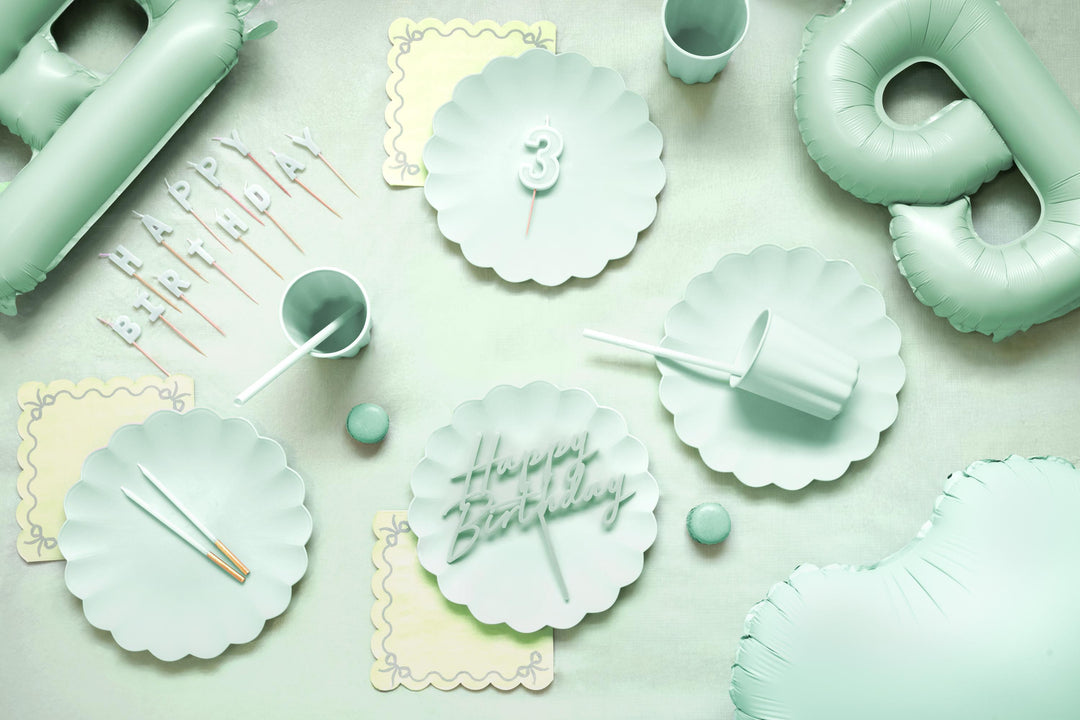 Pastel Green Reusable Straws - Mint Green Party Straws - Light Green Birthday Party Tableware -Reusable Plastic Straws With Brush-Pack Of 12 - Jolie Fete UK