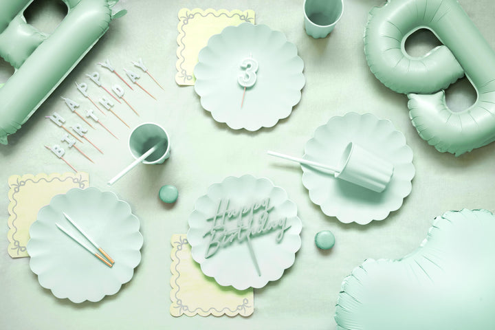 Pastel Green Reusable Straws - Mint Green Party Straws - Light Green Birthday Party Tableware -Reusable Plastic Straws With Brush-Pack Of 12 - Jolie Fete UK