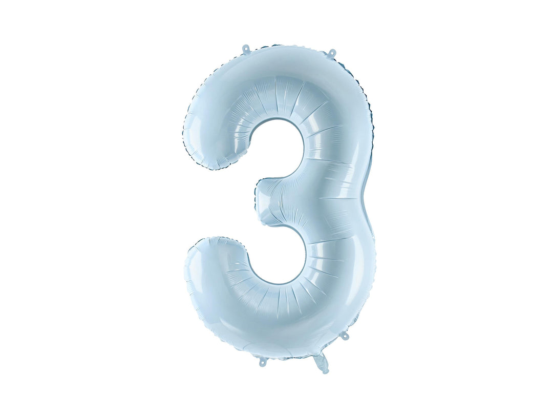 Light Blue Number 3 Balloon - Large Baby Blue Foil 3 balloon - Birthday Balloon - Party Decorations - 72cm Balloon - 30" Balloon - Jolie Fete UK