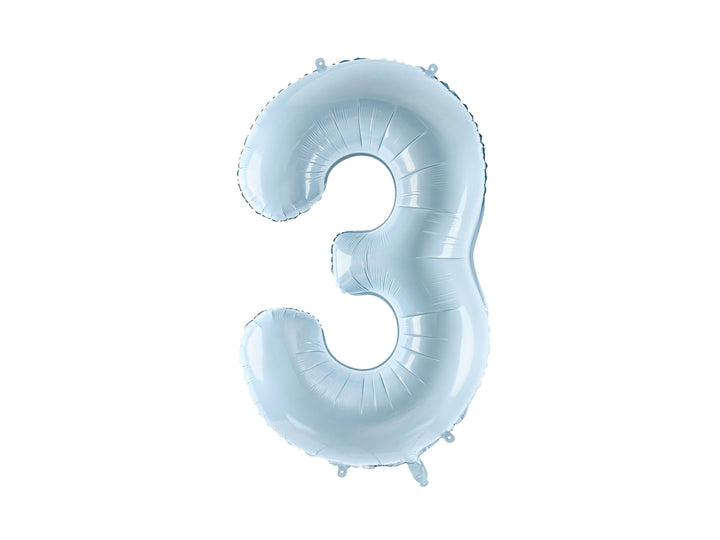 Light Blue Number 3 Balloon - Large Baby Blue Foil 3 balloon - Birthday Balloon - Party Decorations - 72cm Balloon - 30" Balloon - Jolie Fete UK