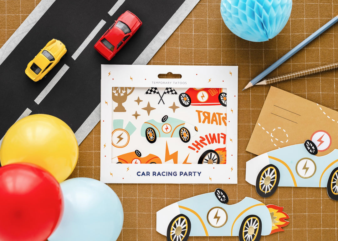 Racing Car Party Invitations - Driving Party Party Invites - Formula 1 Theme - Kids Birthday Party Supplies - Vintage Sports Car - Pack of 6 - Jolie Fete UK