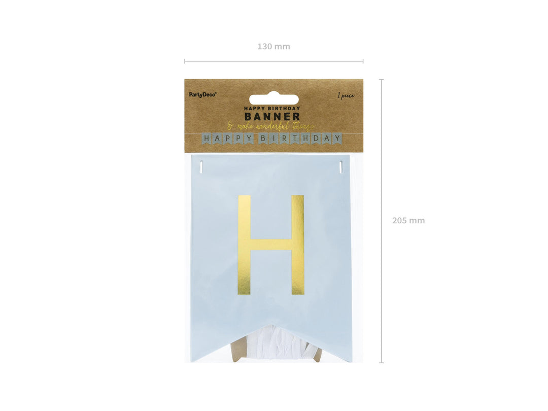 Happy Birthday Banner - Blue Birthday Party Bunting - Pastel Blue Garland - Boys Birthday Party Decorations - Blue & Gold Party Decor - DIY - Jolie Fete UK