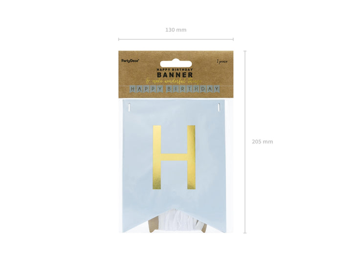 Happy Birthday Banner - Blue Birthday Party Bunting - Pastel Blue Garland - Boys Birthday Party Decorations - Blue & Gold Party Decor - DIY - Jolie Fete UK