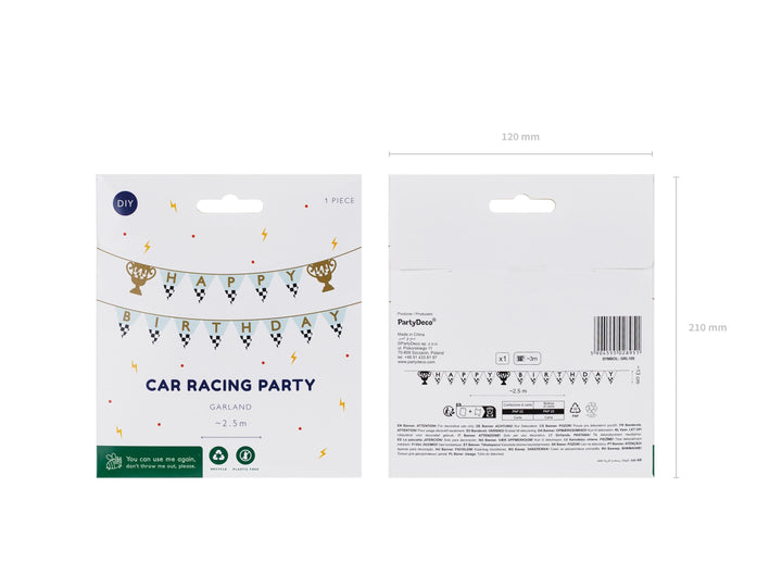 Happy Birthday Banner - Racing Car Birthday Party Bunting - Birthday Decorations - Racing Car Party - F1 Theme -Kids Birthday Party Supplies - Jolie Fete UK