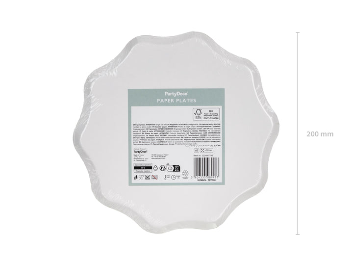 Cream Floral Paper Plates - Gold Foil Botanical Plates - Elegant Tea Party Tableware - Baby Shower - Bridal Brunch Decor - 20cm - Pack Of 6 - Jolie Fete UK