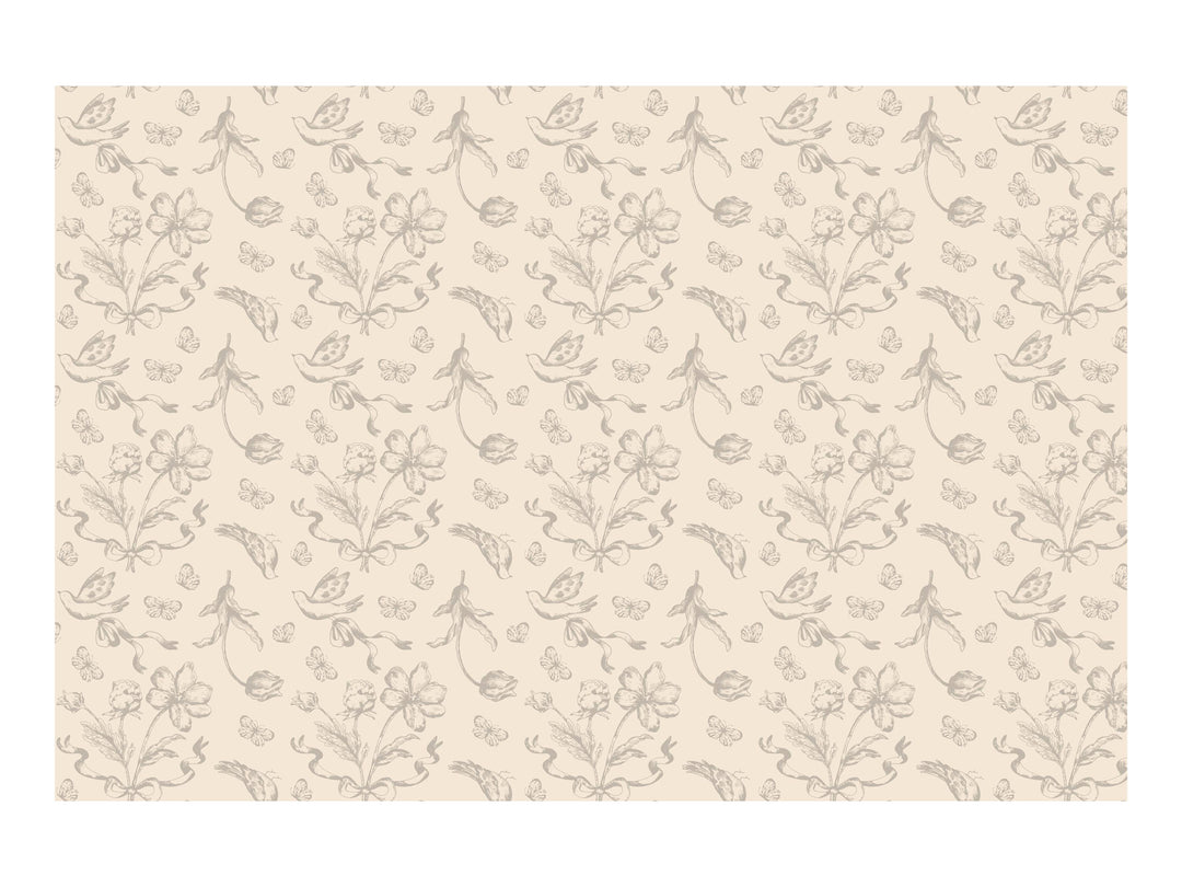 Vintage Floral Tablecloth - Botanical Garden Party Table Cover - Cream & Beige Tablecloth - Bridal Shower - Baby Shower Decor - 180 x 120cm - Jolie Fete UK