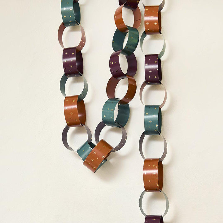 Christmas Paper Chains With Stars - Christmas Garland - Christmas Party Decorations - Tree Decor - Multicoloured - Holiday Decor -Pack Of 48 - Jolie Fete UK