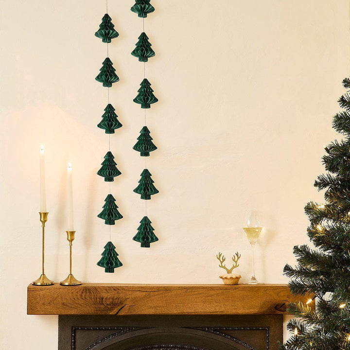 Christmas Honeycomb Tree Garland - Green Christmas Garland - Christmas Party Decorations - Tree Decor - Holiday Decor - 2m - Jolie Fete UK