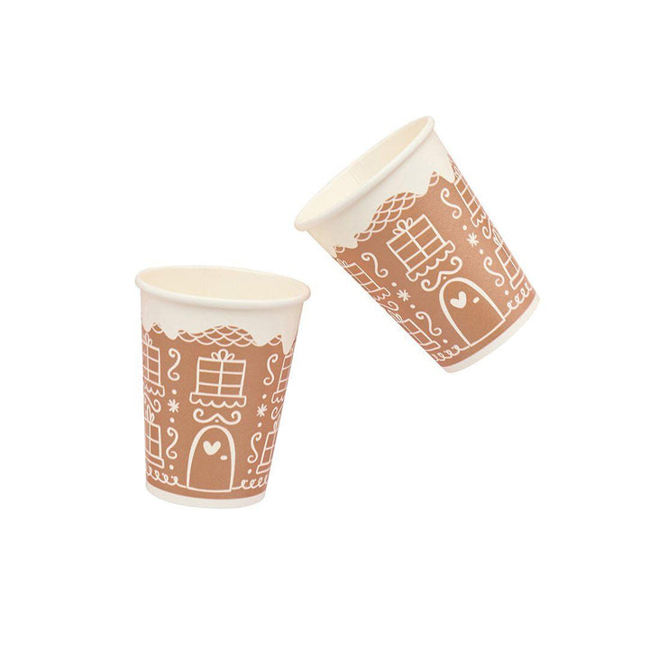 Gingerbread House Cups - Gingerbread Paper Party Cups - Christmas Table Setting - Christmas Decorations - Holiday Decor-Kids Party-Pack Of 8 - Jolie Fete UK