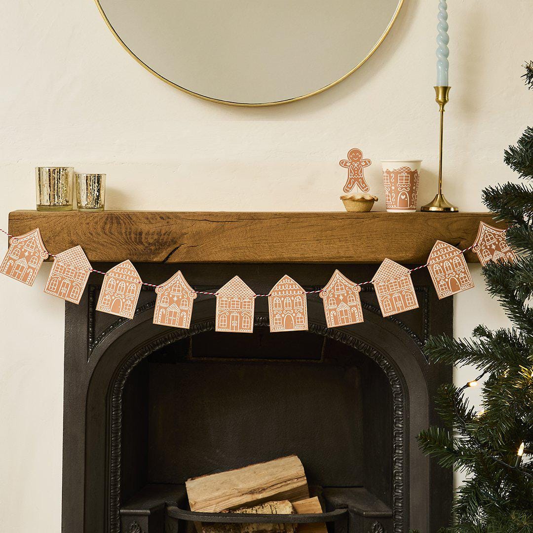 Gingerbread House Bunting - Gingerbread Christmas Banner - Christmas Decorations - Holiday Decor - 2m - Jolie Fete UK