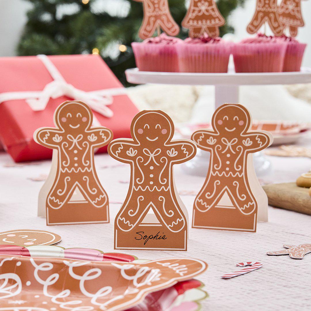 Gingerbread Place Cards - Gingerbread Christmas Table Setting - Christmas Decorations - Holiday Decor - Kids Christmas Party - Pack Of 10 - Jolie Fete UK