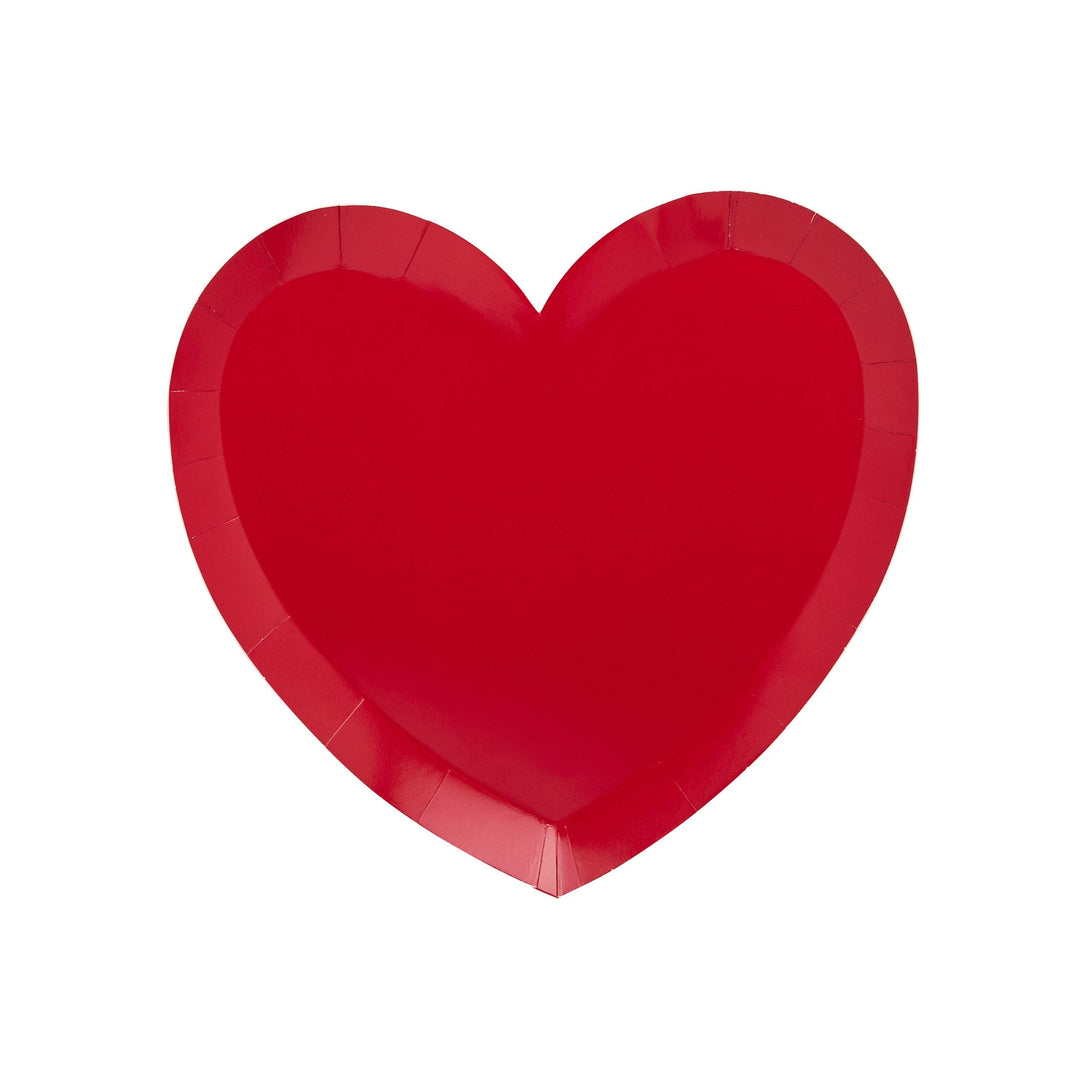 Red Heart Paper Plates - Valentine’s Day Party Supplies - Heart Shaped Birthday Plates - Galentine’s Decor - Romantic Picnic - Pack of 8 - Jolie Fete UK