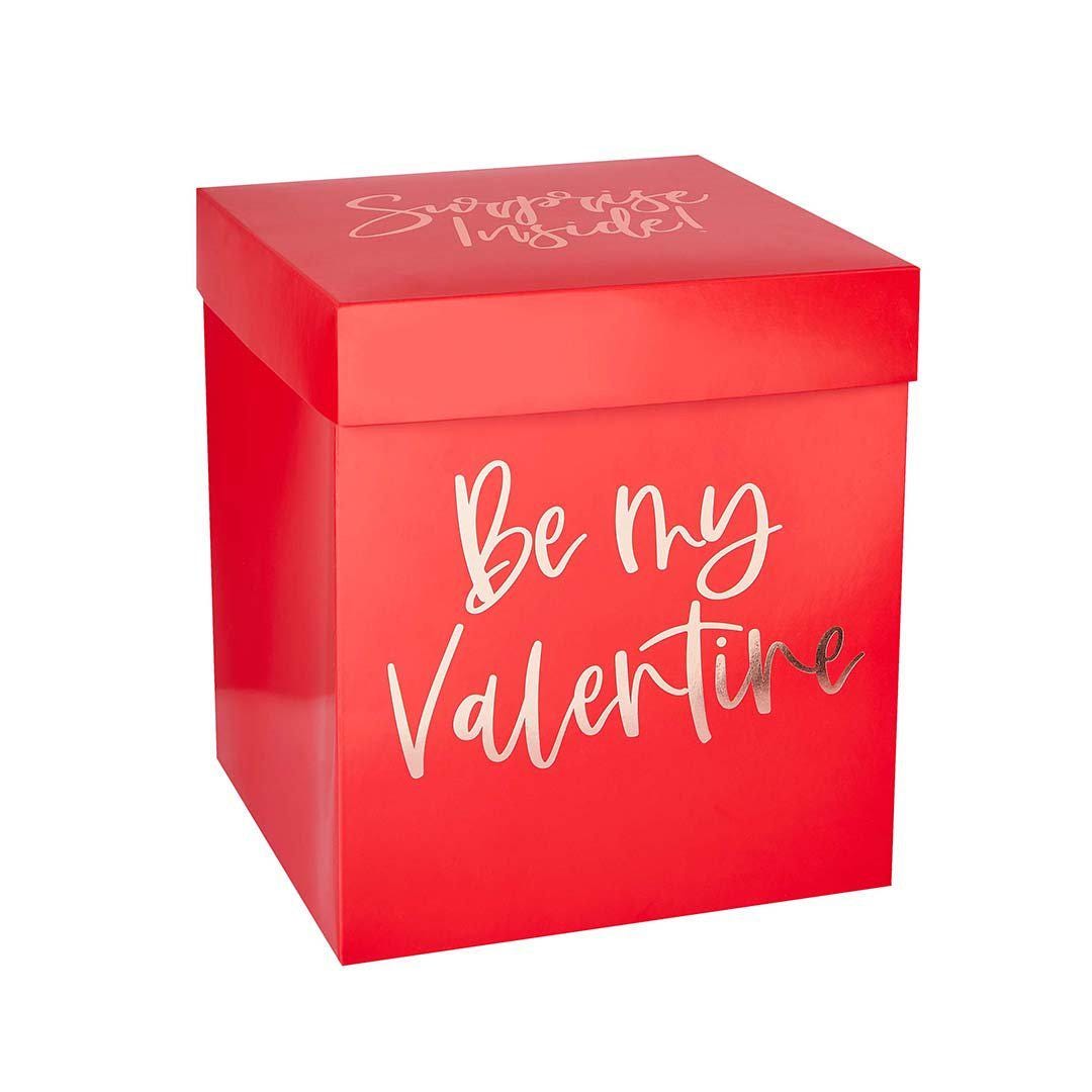 Valentine Surprise Box Set - Be My Valentine Balloon Reveal Box - Pop Me Balloon Gift - Romantic Proposal Idea - Jolie Fete UK