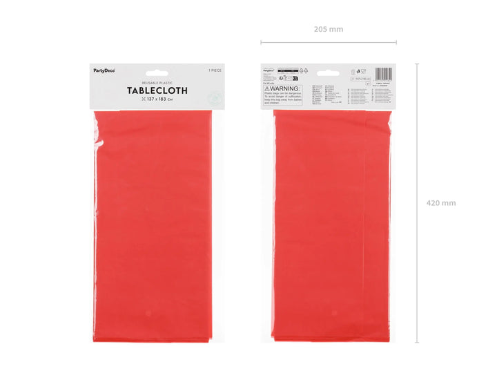 Red Disposable Tablecloth 137x183cm - Party Table Cover - Birthday Celebrations - BBQ - Christmas Parties - Circus Party Table - Valentine's - Jolie Fete UK
