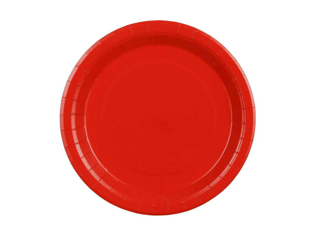Red Paper Plates 23cm - Party Tableware - Birthday Party - Buffet Supplies - Pack of 6 - Circus Party - Disposable Round Plates-Pirate Party - Jolie Fete UK