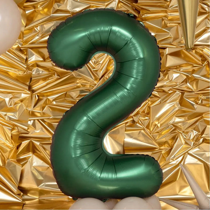 Giant Green Number 2 Foil Balloon 86cm - Satin Finish - 2nd Birthday Party Decoration - 21st Birthday - Large Numeral Balloon - Jolie Fete UK