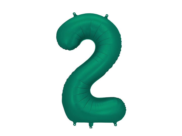 Giant Green Number 2 Foil Balloon 86cm - Satin Finish - 2nd Birthday Party Decoration - 21st Birthday - Large Numeral Balloon - Jolie Fete UK