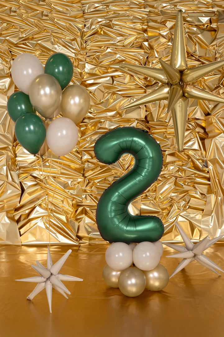 Giant Green Number 2 Foil Balloon 86cm - Satin Finish - 2nd Birthday Party Decoration - 21st Birthday - Large Numeral Balloon - Jolie Fete UK