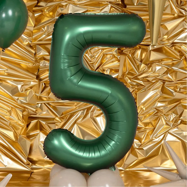 Giant Number 5 Foil Balloon 86cm Bottle Green - 5th Birthday Party Decoration - Large Green Number Balloon - 50th Birthday - 15th Birthday - Jolie Fete UK
