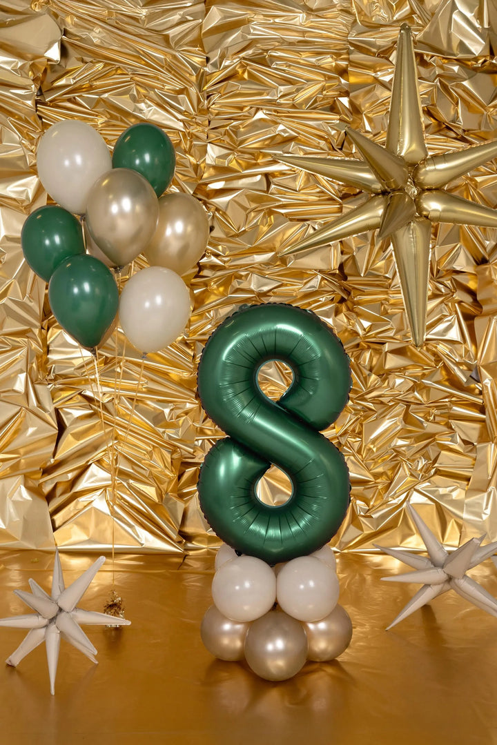 Giant Number 8 Foil Balloon 86cm Bottle Green - 8th Birthday - 18th Birthday - Birthday Party Decoration - Age 8 - Green Helium Balloon - Jolie Fete UK