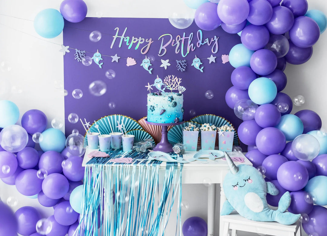 Lilac Paper Straws with White Diagonal Stripes - Pack of 10 - Birthday Party Tableware - Mermaid Party Straws - Under The Sea Theme - Jolie Fete UK