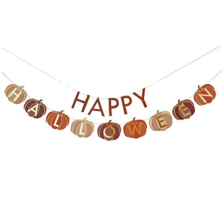 Halloween Pumpkin Happy Halloween Card Banner - Spooky Party Decoration - 2 Metres - Halloween banner - Jack O Lantern Bunting -Autumn Decor - Jolie Fete UK