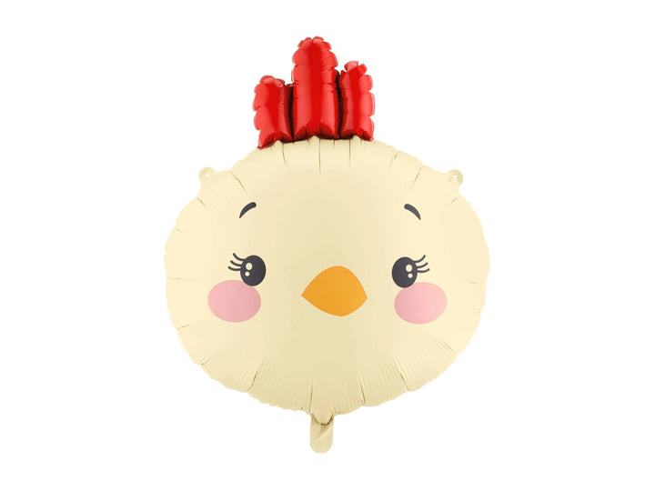 Chicken Balloon - Foil Farm Animal Party Balloon - Yellow & Red Chick - Easter Balloon Decoration - Kids Birthday - Farmyard Party - 51x59cm - Jolie Fete UK