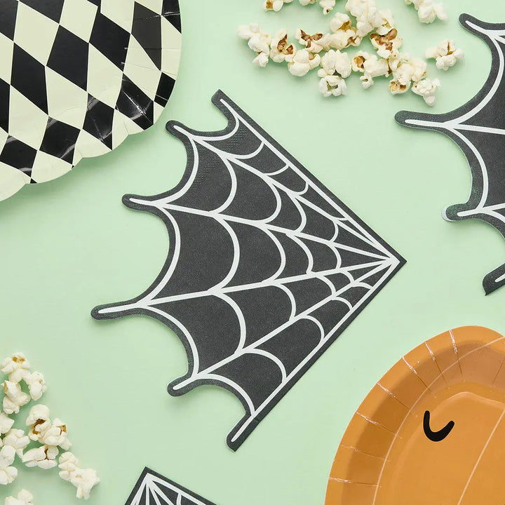 Halloween Cobweb Paper Napkins - Spooky Party Tableware - Halloween Table Decorations - Party Supplies - Cobweb Paper Napkins - Pack of 16 - Jolie Fete UK