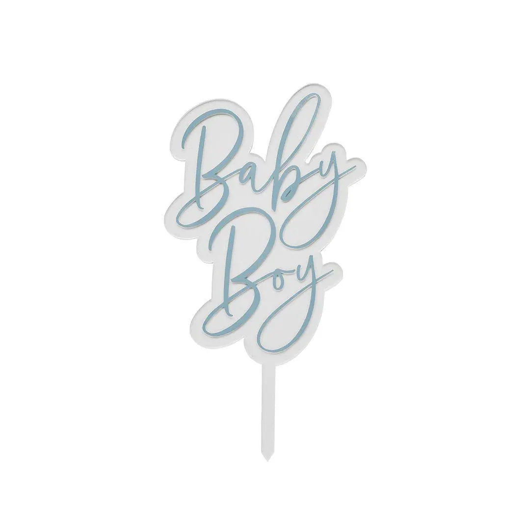 Blue Baby Boy Acrylic Cake Topper - Baby Shower Cake Decoration - Elegant Showstopper - Boy Baby Shower - Gender Reveal Cake -Baby Boy Theme - Jolie Fete UK