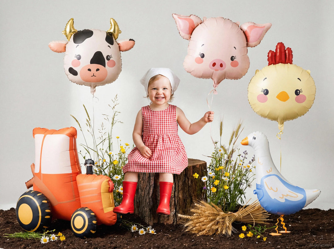 Pink Pig Balloon - Animal Party Balloon - Helium or Air Fill - Kids Birthday Party Decoration - Pig Theme Supplies - Farmyard Party -61x36cm - Jolie Fete UK