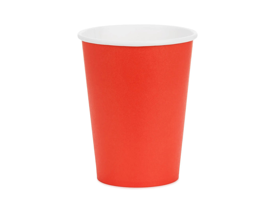 Red Paper Cups - Disposable Party Cups For Birthdays, Christmas, Valentine's - Classic Red Tableware - Circus Party Cups - 250ml - Pack of 6 - Jolie Fete UK