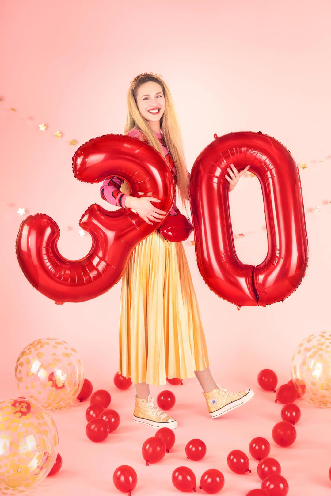 Red Foil Number 9 Balloon 86cm - Giant Metallic Nine Balloon - 9th Birthday Party Decoration - Age 9 Balloon - 90th Birthday - Red Balloon - Jolie Fete UK