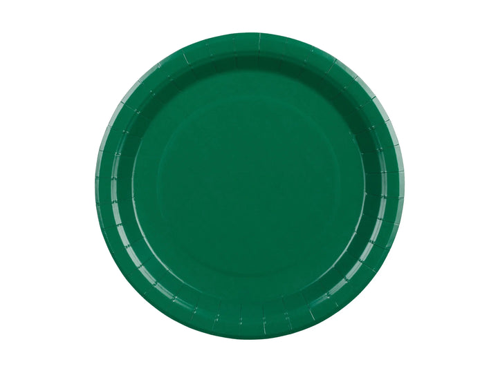 Green Paper Plates 23cm - Dark Green Party Tableware - Eco Friendly Disposable Plates - Birthday Garden Party - Dinosaur Party - Pack of 6 - Jolie Fete UK