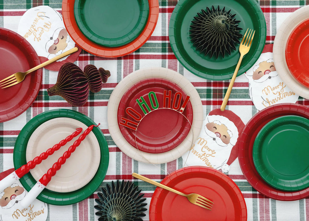 Green Paper Plates 23cm - Dark Green Party Tableware - Eco Friendly Disposable Plates - Birthday Garden Party - Dinosaur Party - Pack of 6 - Jolie Fete UK