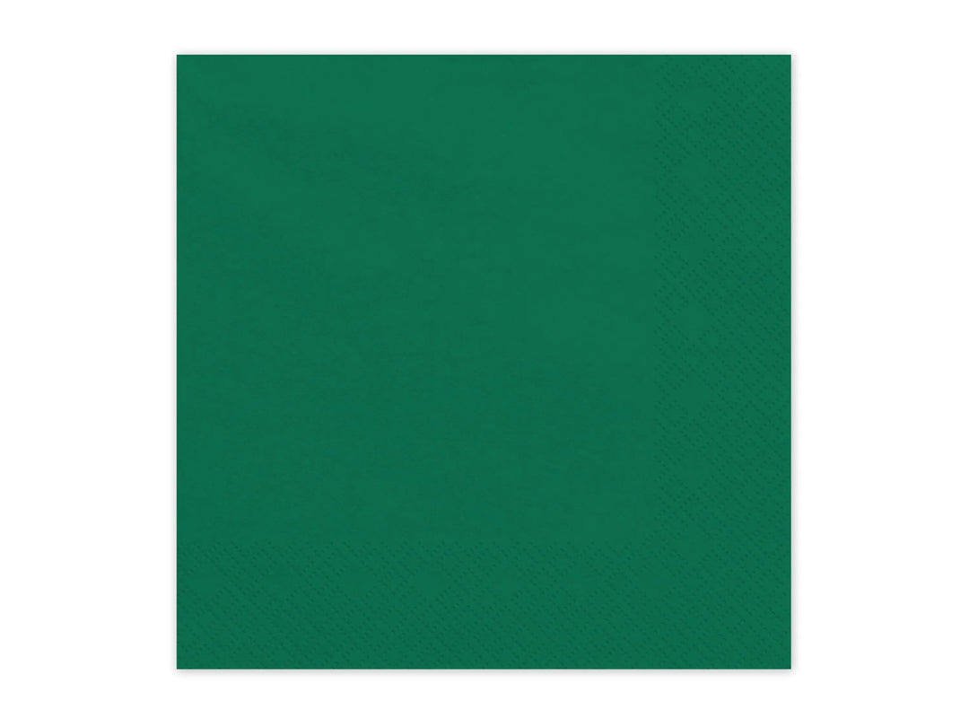 Green Paper Napkins 33x33cm - Pack of 20 - Party Tableware - Dark Green Dinner Napkins - Dinosaur Party - Green Party Supplies - Table Decor - Jolie Fete UK