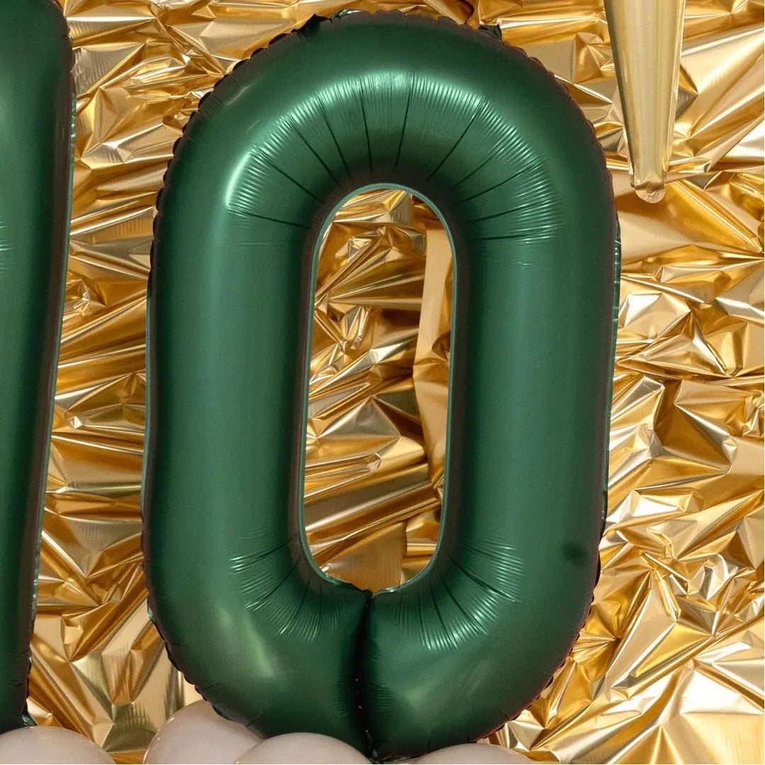 Green Number 0 Foil Balloon 86cm - Satin Finish - Birthday Party - Anniversary Balloon - 10th Birthday - 30th Birthday - 40th Birthday - Jolie Fete UK