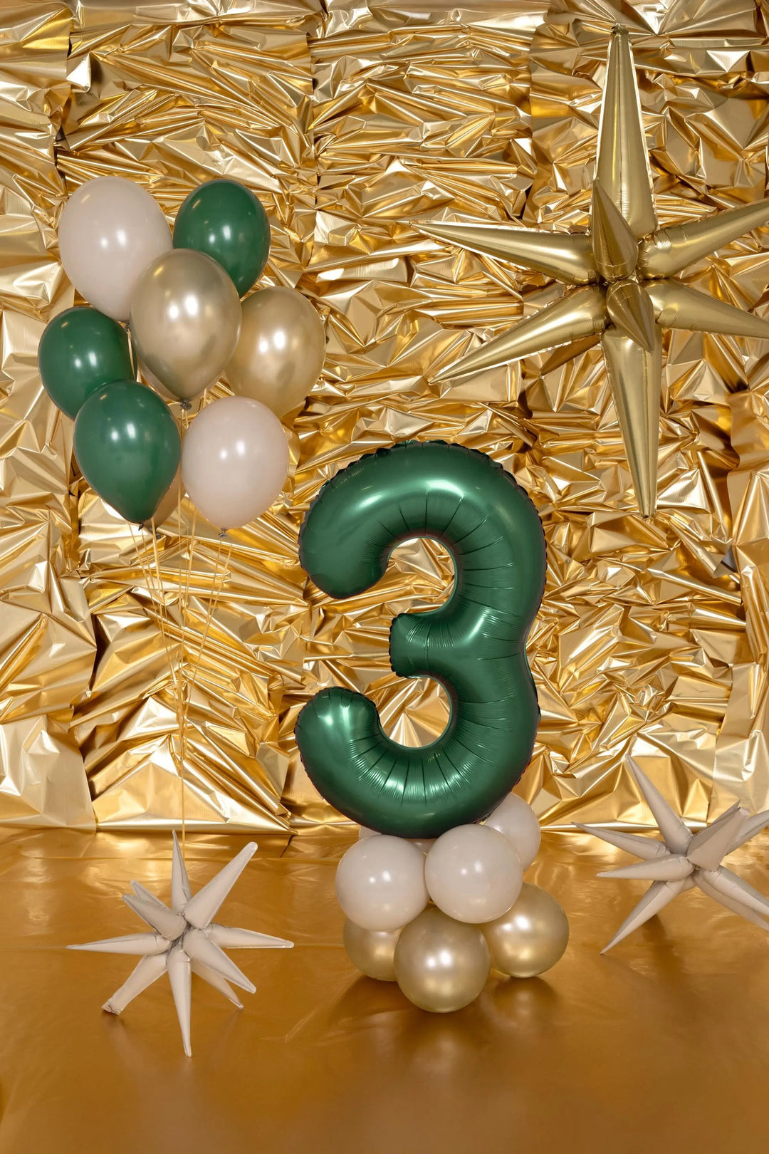 Giant Green Number 3 Foil Balloon 86cm - Satin Finish - Third Birthday Party Decoration - 30th Birthday - 13th Birthday - Jolie Fete UK