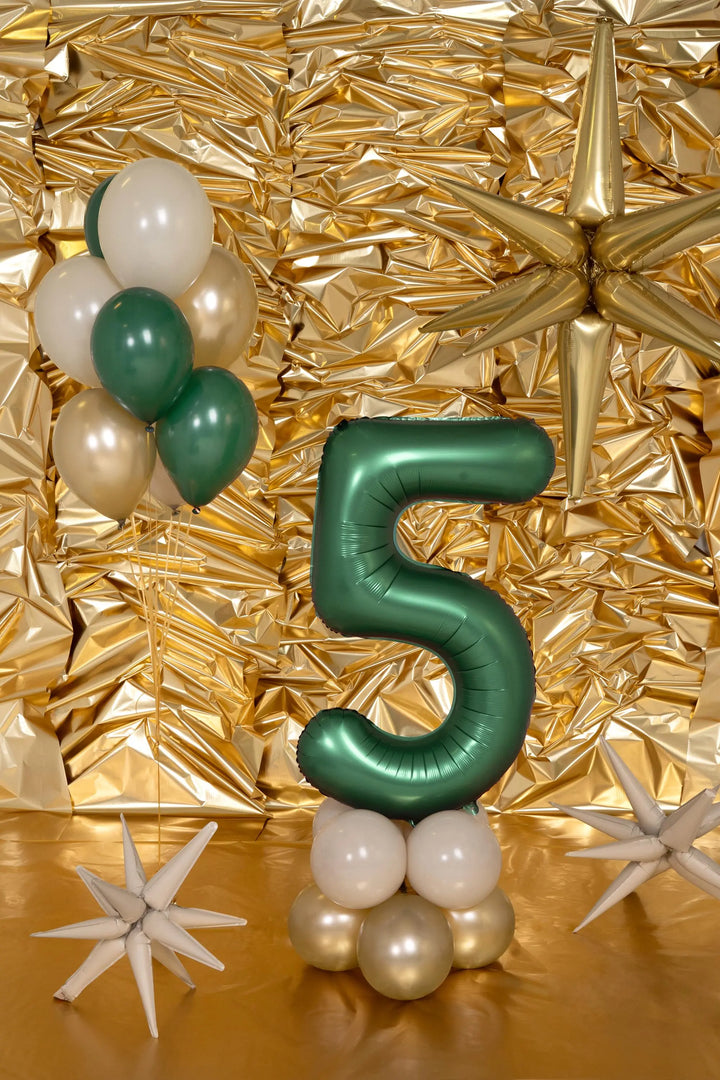 Giant Number 5 Foil Balloon 86cm Bottle Green - 5th Birthday Party Decoration - Large Green Number Balloon - 50th Birthday - 15th Birthday - Jolie Fete UK