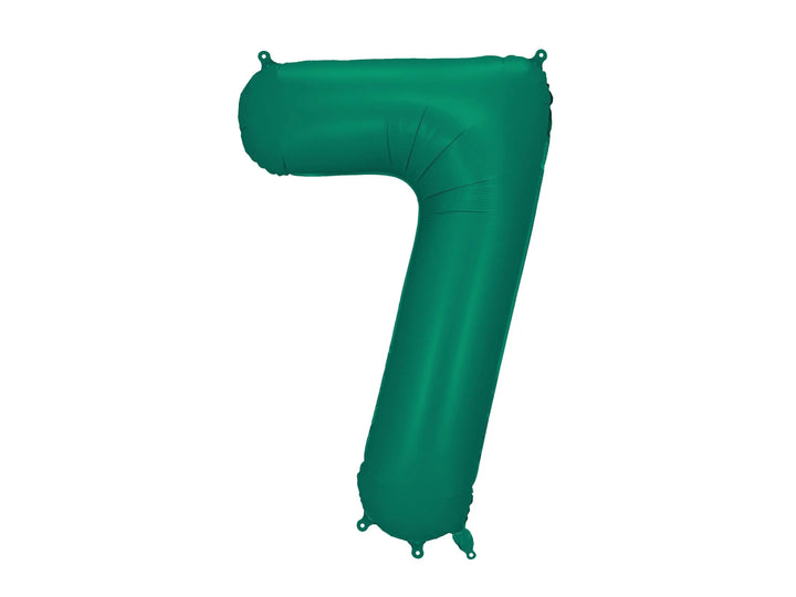 Green Number 7 Foil Balloon 86cm - Satin Finish - 7th Birthday Party Decoration 70th Birthday - Anniversary - Large Green Number Balloon - Jolie Fete UK