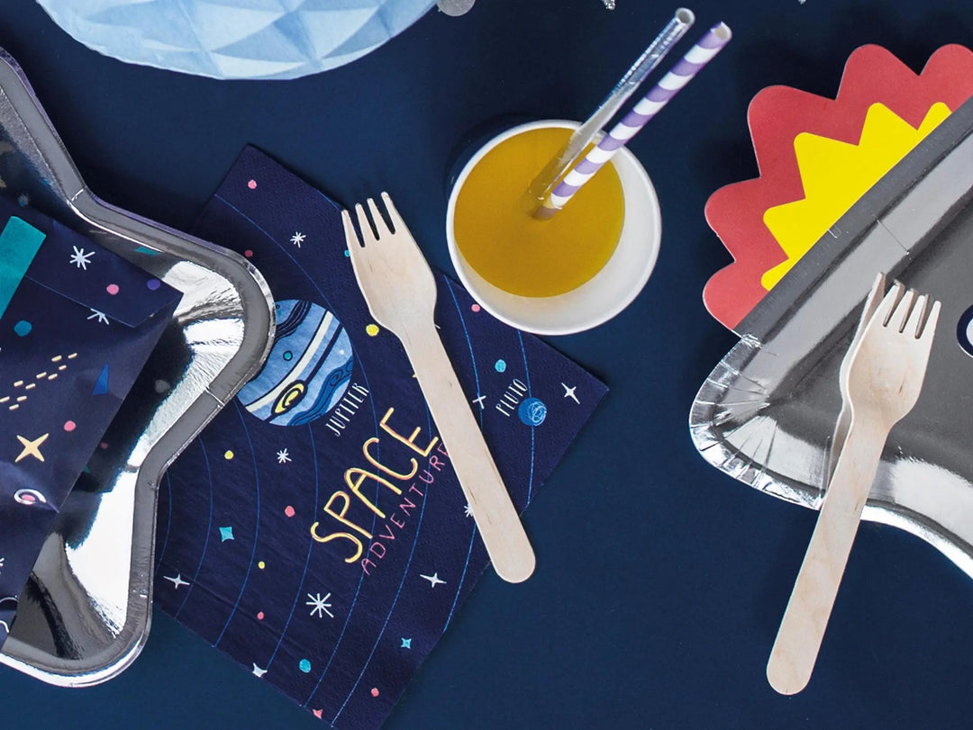 Wooden Cutlery Set - Woodland Theme - 18pc Knife Fork Spoon - Eco Friendly Party Tableware - Rustic Nature Birthday - Disposable Cutlery - Jolie Fete UK