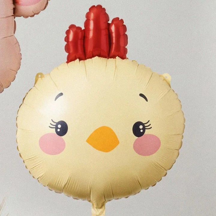 Chicken Balloon - Foil Farm Animal Party Balloon - Yellow & Red Chick - Easter Balloon Decoration - Kids Birthday - Farmyard Party - 51x59cm - Jolie Fete UK